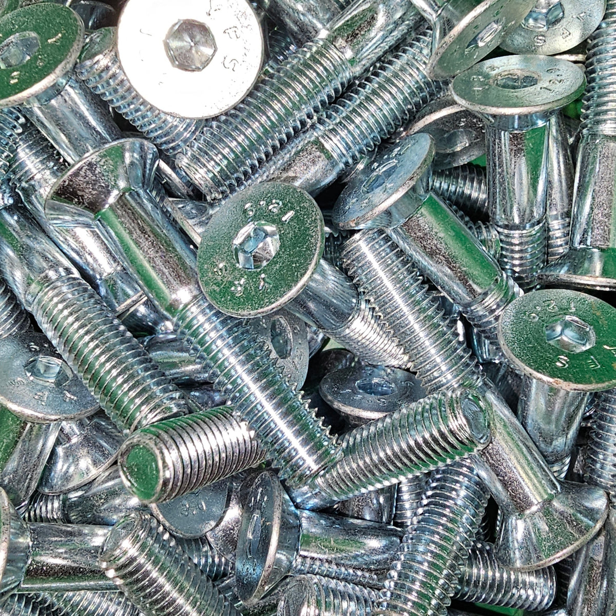 Zink countersunk socket screw from Bolt Direct, showing a close-up of the screw head and thread for secure fastening.