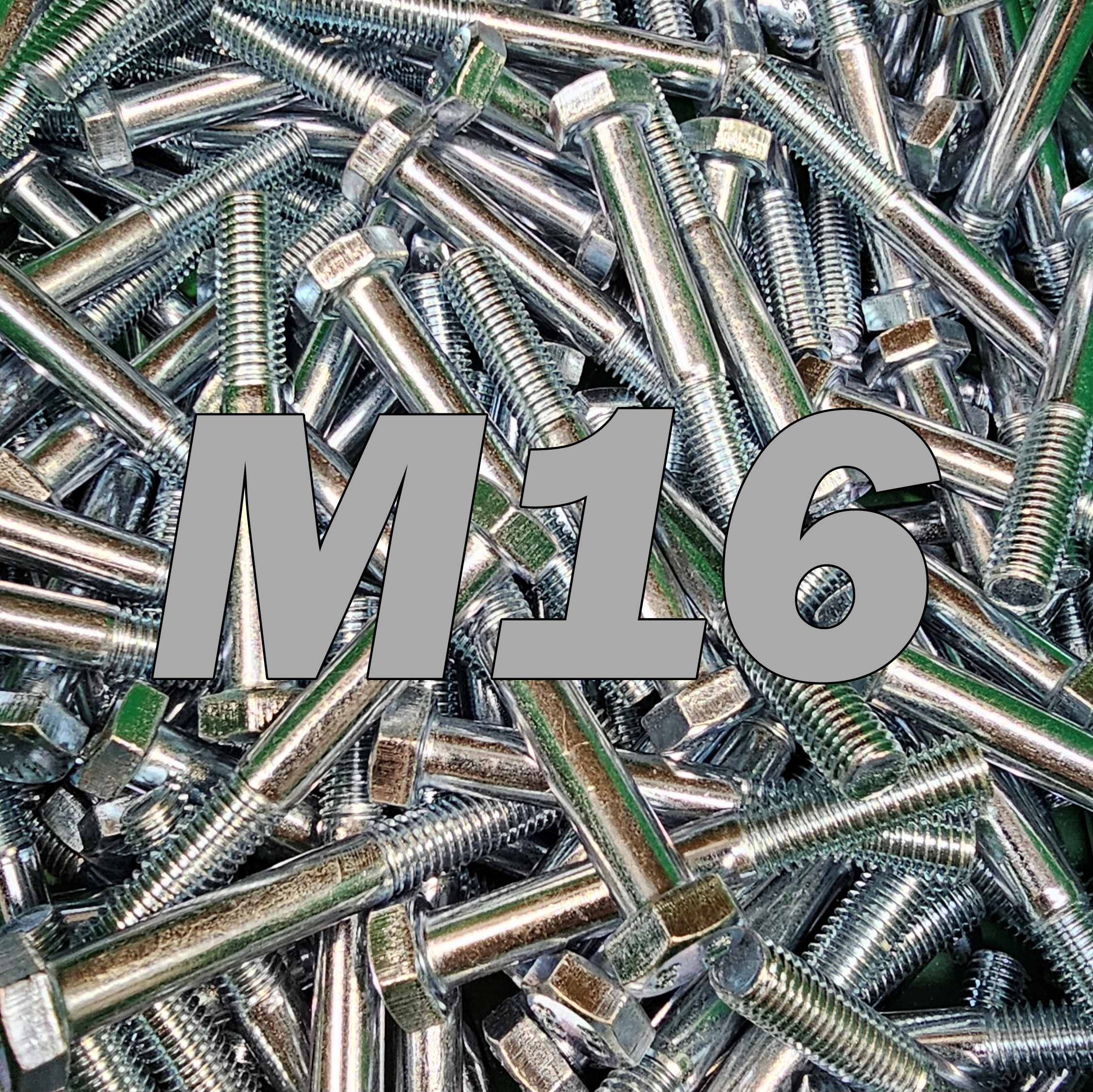 M16 Grade 8.8 Zinc bolts from Bolt Direct featuring a hex head and threaded shank for strong fastening applications.