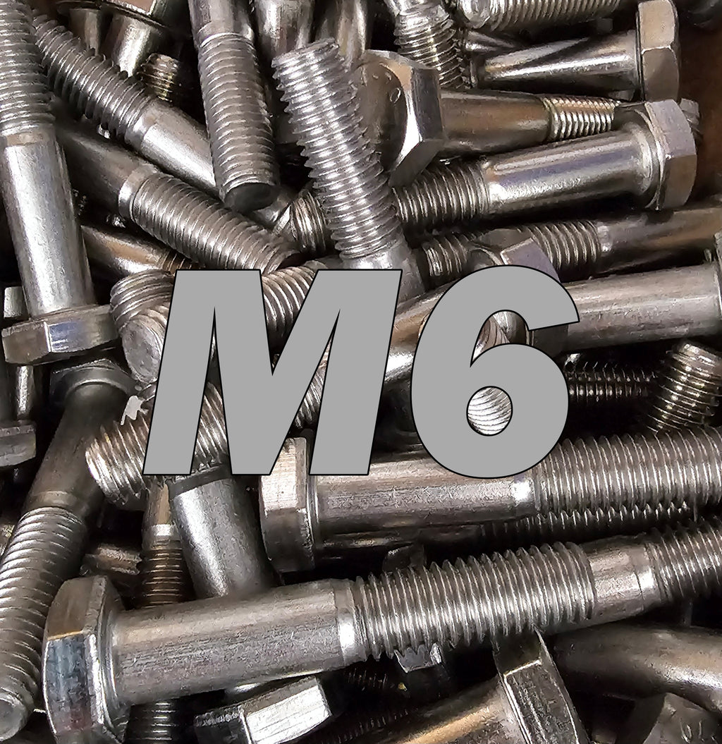 Stainless steel M6 bolts from Bolt Direct, showing shiny, threaded metal fasteners ideal for construction and assembly.