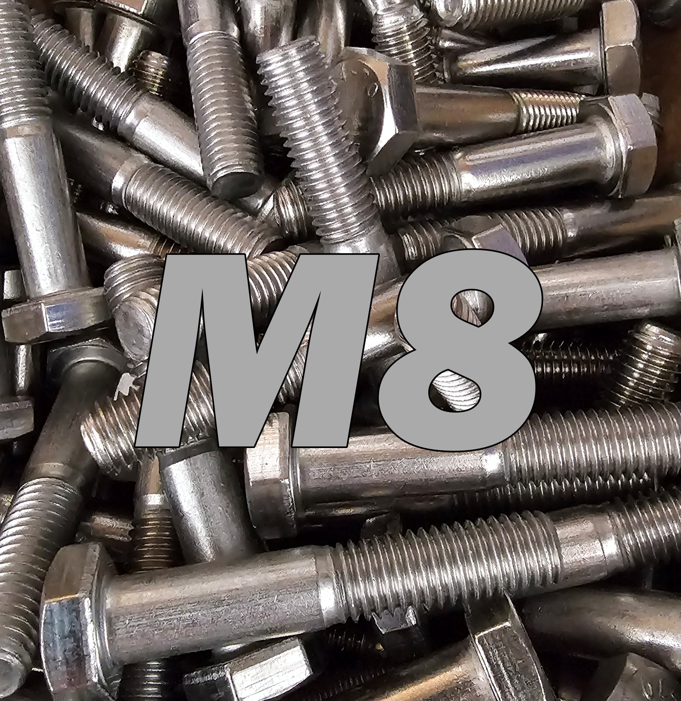 M8 stainless steel bolt from Bolt Direct, showing smooth, polished surface and threaded shank for secure fastening.
